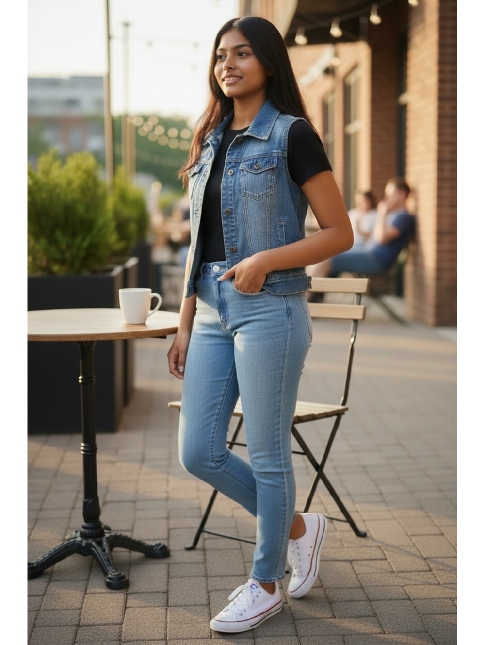 Mudd Juniors Size Medium Denim Vest Blue Jean Button Front Y2K Style